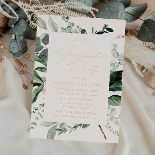 Abundant Greenery Cream Graduation Party Foil Invitation