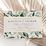 Abundant Greenery Cream Wedding Gold Foil Invitation<br><div class="desc">Elegant botanical wedding invitations featuring watercolor greenery and gold foil bordering your wedding details with a cream-colored background. The modern greenery wedding invitations reverse to display a solid dark green background. Designed to coordinate with our Abundant Greenery wedding collection.</div>
