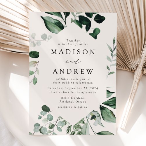 Abundant Greenery Cream Wedding Invitation