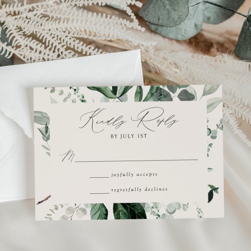 Abundant Greenery Cream Wedding RSVP Card