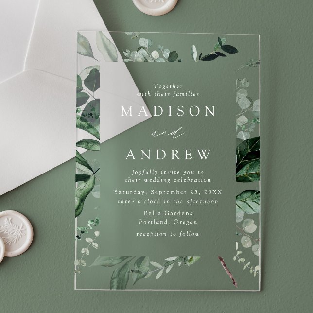 Abundant Greenery Frame Wedding Acrylic Invitations (Creator Uploaded)