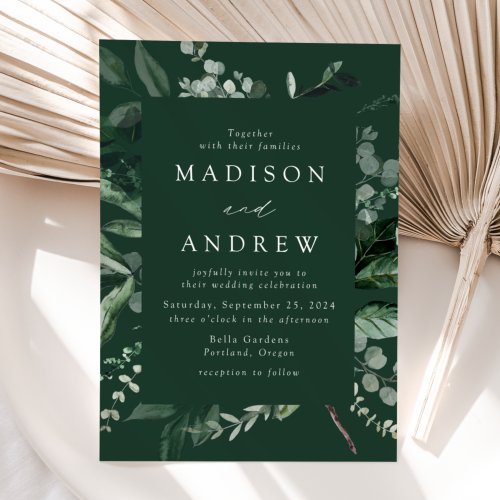 Abundant Greenery Frame Wedding Invitation