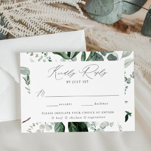 Abundant Greenery Meal Choice Wedding RSVP Card