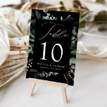 Abundant Greenery Personalized Wedding Table Number<br><div class="desc">Elegant, botanical wedding table cards featuring the table number, your names, and wedding date nestled in a rectangular frame surrounded by eucalyptus, ferns, and other rich greenery on a black background. Personalize the number for each table card and add it to your cart. Designed to coordinate with our Abundant Greenery...</div>