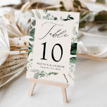 Abundant Greenery Personalized Wedding Table Number<br><div class="desc">Elegant, botanical wedding table cards featuring the table number, your names, and wedding date nestled in a rectangular frame surrounded by eucalyptus, ferns, and other rich greenery on a cream background. Personalize the number for each table card and add it to your cart. Designed to coordinate with our Abundant Greenery...</div>