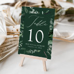 Abundant Greenery Personalized Wedding Table Number<br><div class="desc">Elegant, botanical wedding table cards featuring the table number, your names, and wedding date nestled in a rectangular frame surrounded by eucalyptus, ferns, and other rich greenery on a dark green background. Personalize the number for each table card and add it to your cart. Designed to coordinate with our Abundant...</div>