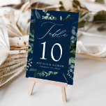 Abundant Greenery Personalized Wedding Table Number<br><div class="desc">Elegant, botanical wedding table cards featuring the table number, your names, and wedding date nestled in a rectangular frame surrounded by eucalyptus, ferns, and other rich greenery on a navy background. Personalize the number for each table card and add it to your cart. Designed to coordinate with our Abundant Greenery...</div>