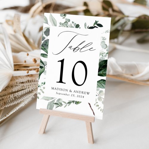 Abundant Greenery Personalized Wedding Table Number