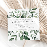 Abundant Greenery Square Wedding Invitation<br><div class="desc">Elegant square wedding invitations featuring luxurious watercolor greenery bordering your wedding details with a white background. The modern greenery wedding invitations reverse to display a solid dark green background. Designed to coordinate with our Abundant Greenery wedding collection.</div>