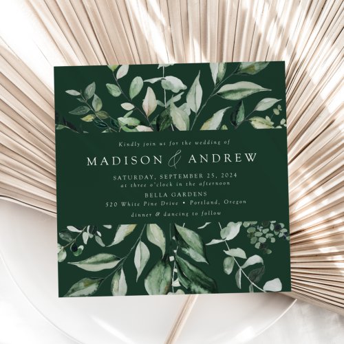 Abundant Greenery Square Wedding Invitation