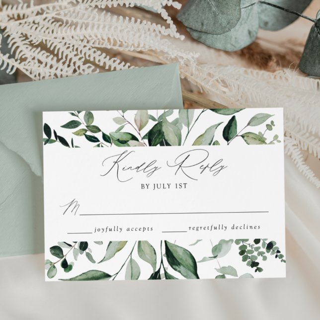 Abundant Greenery Wedding RSVP Card (Creator Uploaded)