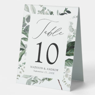 Abundant Greenery Wedding Table Number Table Tent