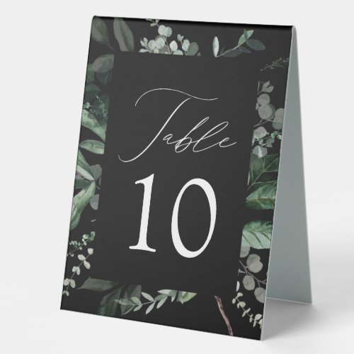 Abundant Greenery Wedding Table Number Table Tent Sign