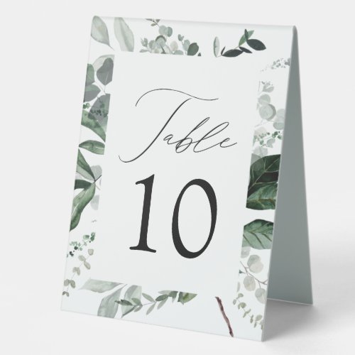 Abundant Greenery Wedding Table Number Table Tent Sign