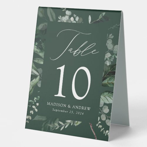 Abundant Greenery Wedding Table Number Table Tent Sign