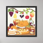 Abundant Holiday Feast: Autumn Celebration Illustr Canvas Print