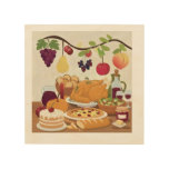 Abundant Holiday Feast: Autumn Celebration Illustr Wood Wall Art