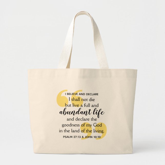 ABUNDANT LIFE Positive Christian Affirmation Large Tote Bag (Front)