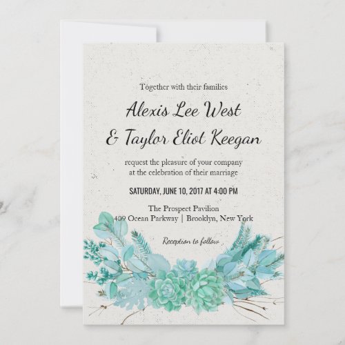 Abundant Love _ Succulent Bouquet Wedding Invites