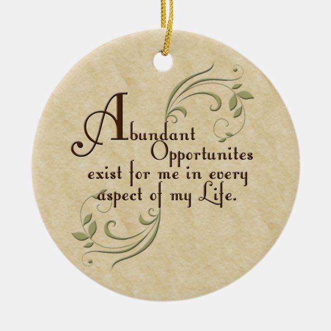 Abundant Opportunities Affirmation Ornament (Front)