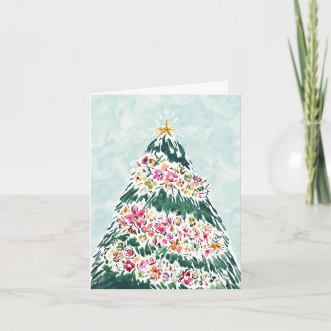 ABUNDANT TREE Floral Holiday Christmas Card (Front)