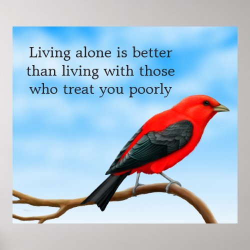 Abuse Survivors Inspirational Red Bird Poster