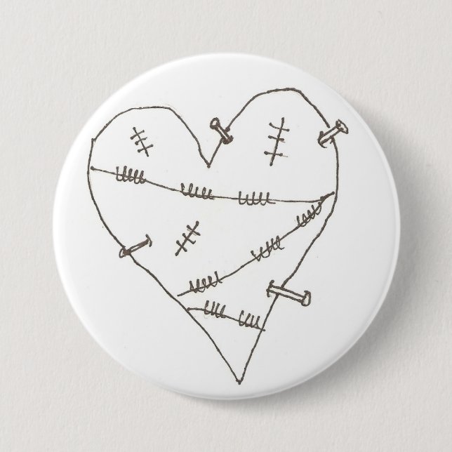Abused Heart Pinback Button (Front)