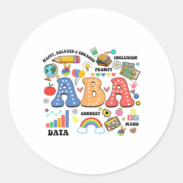 Aby Therapist Behavior Analyst Autism Therapy Rbt  Classic Round Sticker (Front)
