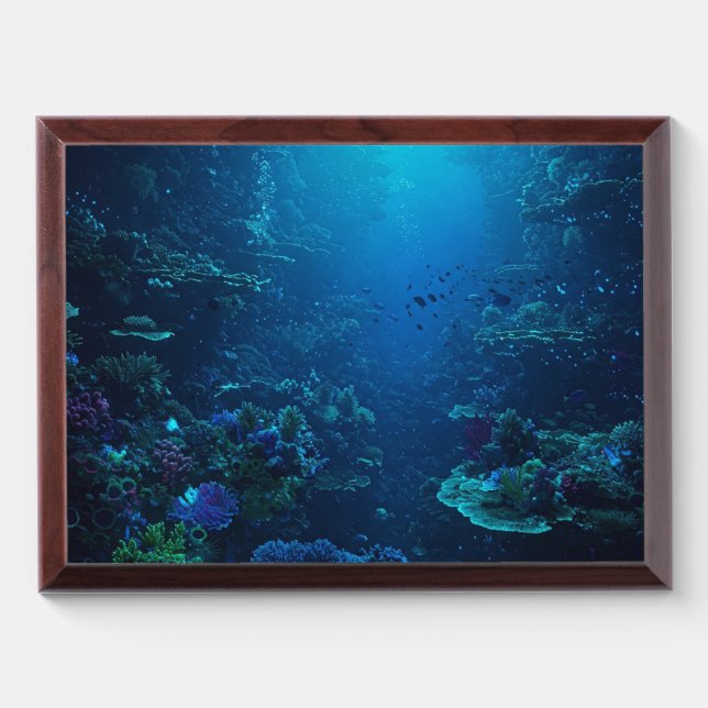 Abyssal Bloom - Deep Sea Coral Pattern Award Plaque (Horizontal)