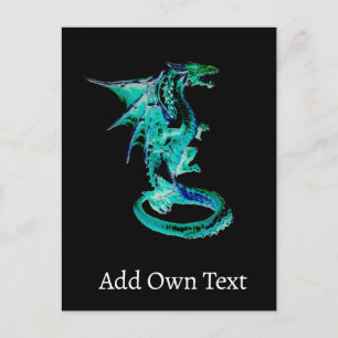 Abyssal Blue Dragon Underwater Fantasy Mythical  Postcard