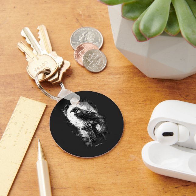 Abyssal Gaze Heavy Metal Raven Skull Keychain (Desk)