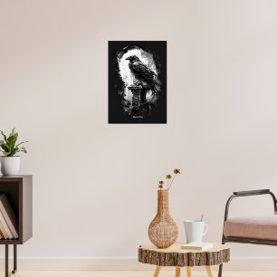 Abyssal Gaze Heavy Metal Raven Skull Poster