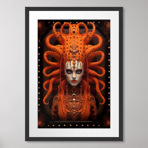 Abyssal Surreal Fantasy Octopus Queen Sea Deity Framed Art