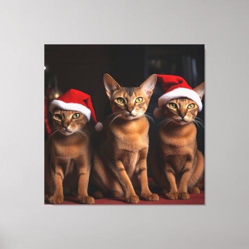Abyssinian by the Fireplace Christmas Canvas Print