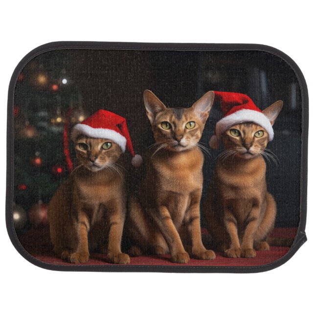 Abyssinian by the Fireplace Christmas Car Floor Mat (Rear)