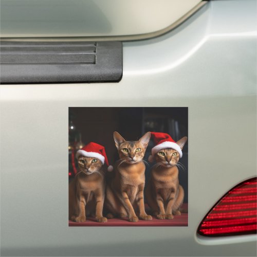 Abyssinian by the Fireplace Christmas Car Magnet