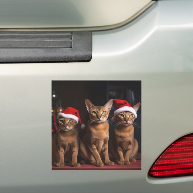 Abyssinian by the Fireplace Christmas Car Magnet (In Situ)