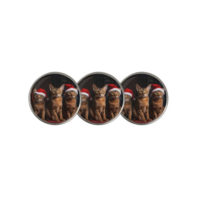 Abyssinian by the Fireplace Christmas Golf Ball Marker (3 Up)