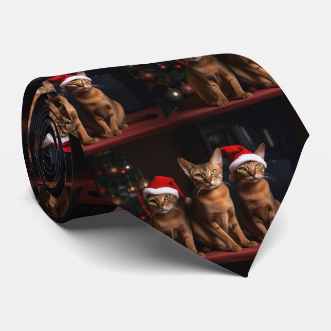 Abyssinian by the Fireplace Christmas Neck Tie (Rolled)