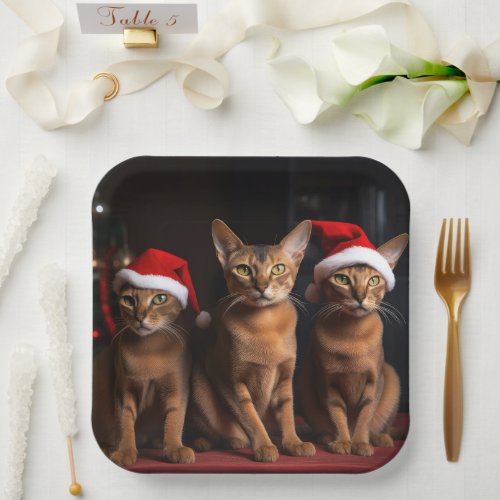 Abyssinian by the Fireplace Christmas Paper Plates