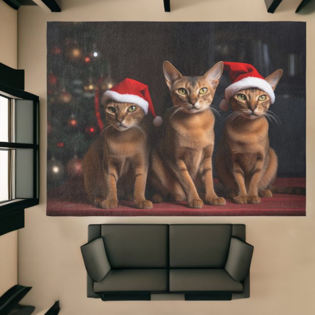 Abyssinian by the Fireplace Christmas  Rug (Insitu (Indoor 1))