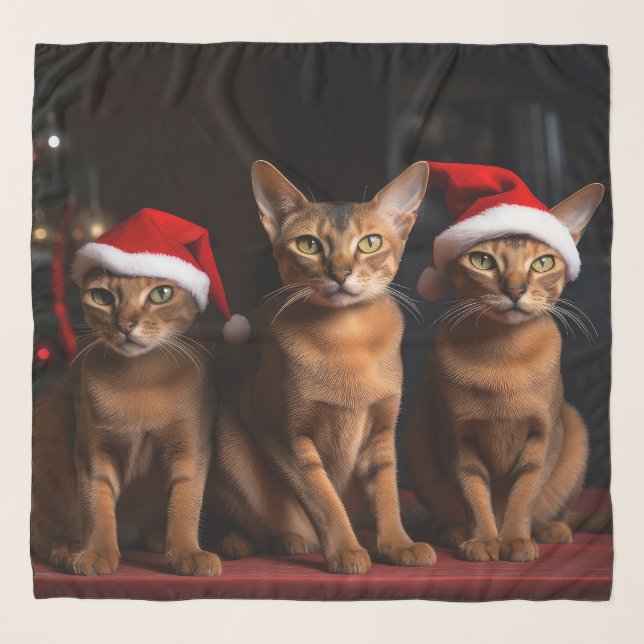 Abyssinian by the Fireplace Christmas Scarf (Front)