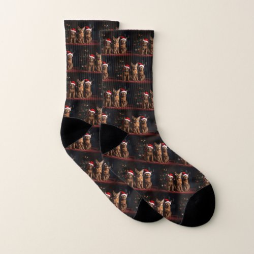 Abyssinian by the Fireplace Christmas Socks