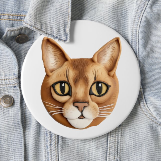 Abyssinian Cat 3D Inspired Button (In Situ)
