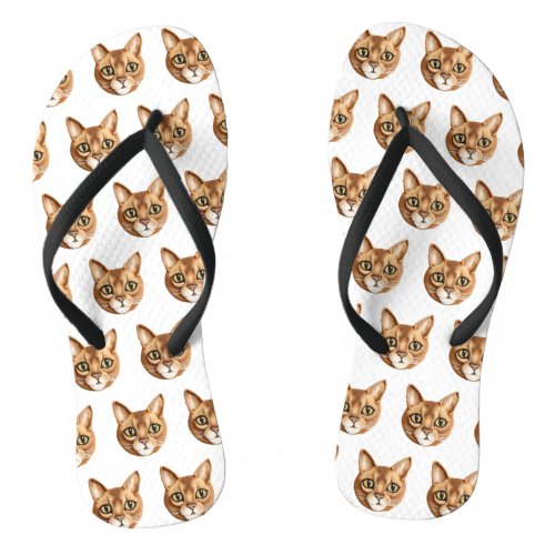 Abyssinian Cat 3D Inspired Flip Flops