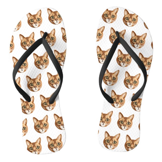 Abyssinian Cat 3D Inspired Flip Flops (Footbed)