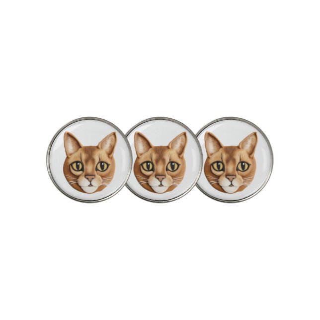Abyssinian Cat 3D Inspired Golf Ball Marker (3 Up)