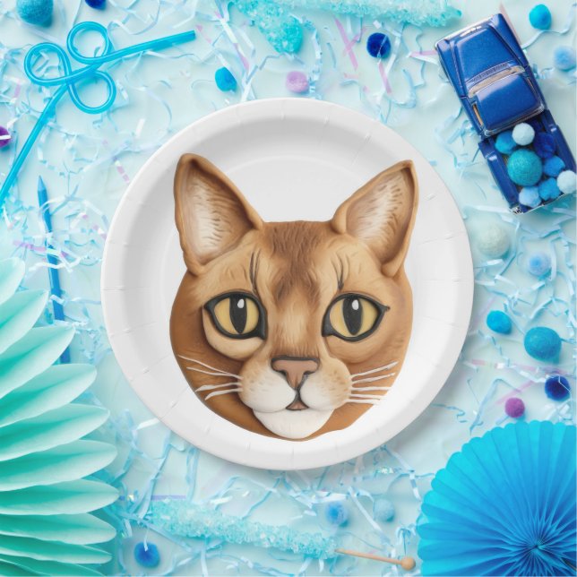 Abyssinian Cat 3D Inspired Paper Plates (Party)
