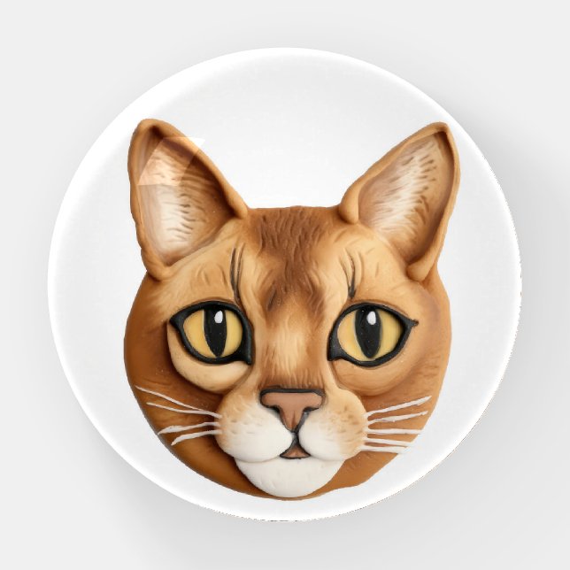 Abyssinian Cat 3D Inspired Paperweight (Front)