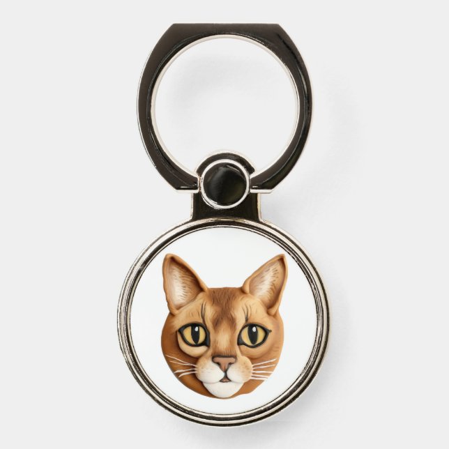 Abyssinian Cat 3D Inspired Phone Ring Stand (Front)